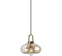 Industrial Blown Glass Pendant Light for Kitchen Island Vintage Amber Shade Globe Chandelier Lighting Gold Ceiling Pendant Light for Bedroom Dining Living Room Restaurant Loft