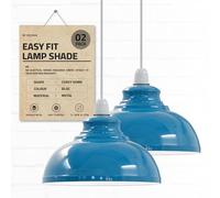 Industrial Blue Ceiling Pendant Light Shades Retro Style 2PackCurvy Dome Shaped lamp Shades Metal Easy fit Ceiling Pendant Light Shades for Light fixtures