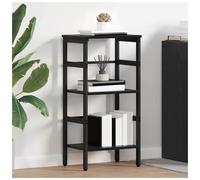 Industrial Bookshelf Black Oak 40x29.5x81cm Engineered Wood 2-Shelf Rustic Steel