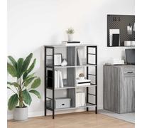 Industrial Bookshelf Grey Sonoma 82x32x112 cm Engineered Wood 8-Shelf Steel Legs