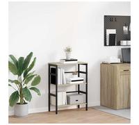 Industrial Bookshelf Sonoma Oak 60x29.5x81cm Engineered Wood 2-Shelf Steel Frame