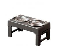 Industrial Bowl Pet Feeder And Cat Bowls Adjustable Raised Stand Stainless Steel Double Dishes Foldable Open Side, color to 2, style to 2