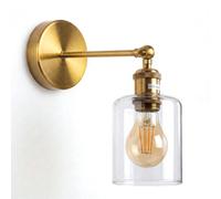 Industrial Brass Wall Sconce E27 Adjustable Swing Arm Light With Clear Glass Shade