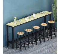 Industrial Breakfast Bar Table - Rustic Console Kitchen Island Furniture for Outdoor Garden Pub, Space-Saving Long Worktop, Light Walnut Finish