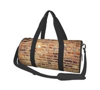 Industrial Brick Wall Background Large Round Travel Duffle Bag, Full-Print Canvas Weekender with Padded Lining, Multiple Pockets,Detachable Shoulder Strap and Soft Leather Handles