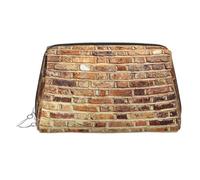 Industrial Brick Wall Background Print Makeup Bag Portable Leather Waterproof Cosmetic Bag Clutch Makeup Brush Bag (6.7x4.3in)