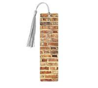 Industrial Brick Wall Background Print Reading Page Markers Bookmarks, 5pcs Wood Bookmarks with Tassels, Gifts for Book Lovers