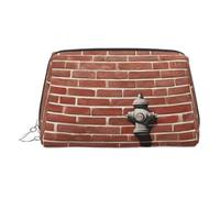 Industrial Brick Wall Background Print Women Travel Cosmetic Bag Organizer Zipper Makeup Bags Pouch Toiletry,Lightweight Leather Makeup Bag