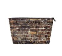 Industrial Brick Wall Background Printed Travel Cosmetic Bags with Silver Zipper Makeup Organizer Cosmetic Case Toiletry Bag for Women Mom Girls