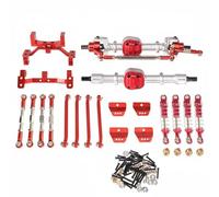 Industrial Bridge RC Car Front Rear Axle Housing Metal Aluminum Alloy CNC Precision Anodized Coating Suitable for MN99S 1/12 Scale Trail Running Rock, Silver, Red Kit
