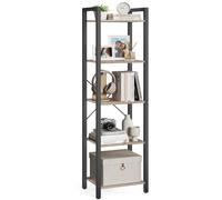 Industrial Brown 5 Layers Storage Rack Unit, Heather Greige and Ink Black