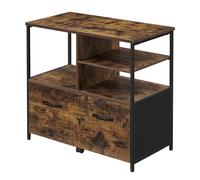 Industrial Brown Mobile Filing Cabinet with Shelves