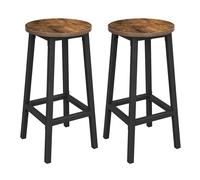 Industrial Brown Set of 2 Bar Stools Tall Kitchen Chairs Breakfast High Seats