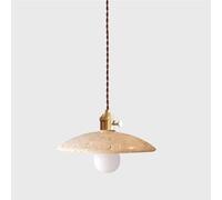 Industrial Brushed Brass Pendant Lights Nordic Retro Yellow Travertine Hanging Lamp Modern Simple Farmhouse Chaner for Bedroom Bar Kitchen Island(15cm) (20cm)