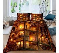 Industrial Buildings Super King Size Duvet Cover Sets City Scene Bedding Set, 3D Print Ultra Soft Microfiber Quilt Cover 260x220cm Comforter Covers with Zippe and 2 Pillowcases B-3138