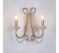 Industrial Candle Distressed White Wood Farmhouse Sconce Light Fixture Double French Country Wall Lamp for Bedroom Living Room Kitchen Staircase Hallway