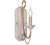 Industrial Candle Distressed White Wood Farmhouse Sconce Light Fixture Double French Country Wall Lamp for Bedroom Living Room Kitchen Staircase Hallway