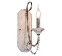 Industrial Candle Distressed White Wood Farmhouse Sconce Light Fixture Double French Country Wall Lamp for Bedroom Living Room Kitchen Staircase Hallway