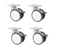 Industrial caster 3/4 inch flat bottom installation TPR silent universal wheel with brake double piece design(4 inches,Brake wheel)