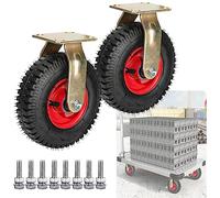 Industrial Caster Wheels 2x, Heavy Duty Swivel Castor Wheels - Furniture Transport Caster with Shock Absorption, Double Ball Bearing - Includes Screws