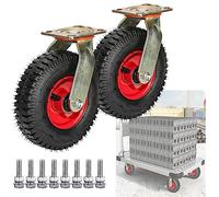 Industrial Caster Wheels 2x, Heavy Duty Swivel Castor Wheels - Furniture Transport Caster with Shock Absorption, Double Ball Bearing - Includes Screws