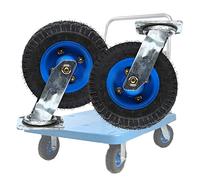 Industrial Casters 2Pack Fixed Rubber Swivel Wheels with Plate NoiseFree Brakes Pneumatic Swivel Casters 200kg Load Capacity per Wheel Ideal for Carts/Flatbed Trucks/Trolleys
