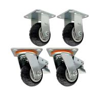 Industrial Casters - Rust Resistant Soft Rubber Wheels, Noise Reducing, Anti Slip - Perfect for Libraries, Set of 4