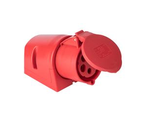 Industrial CEE Socket 32A 5P 400V IP44 Red Surface Mount - 125-6RV