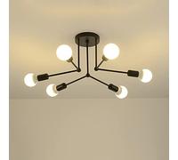 Industrial Ceiling Lamp Sputnik Chaner Ceiling Lighting Indoor, 6-Lights Semi Flush Mount Pendant Lights E27 Chaners for Living Room Kitchen Bedroom Dining Room (Dark)