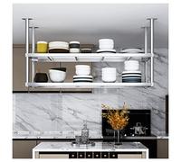 Industrial Ceiling Mount Floating Shelf - Rustic Garage Storage Rack, Wall-Mounted Display Stand for Kitchen, Bar & Restaurant Organization (Silver 100 x 35 x 80cm)