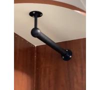 Industrial Ceiling-to-Wall Hanging Pipe Clothes Rack - L-Shaped Wardrobe Rod Replacement for Corner Closets (Black, 124cm/48.8in/4.1ft)