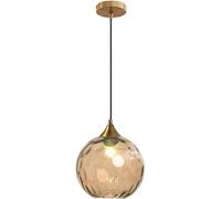 Industrial Chaner Water Glass Pendant Light - Large Sphel Amber Green Ripple Hanging Lamp for Kitchen Island - Smoke Gray & Light Blue Ceiling Fixture (Amber)