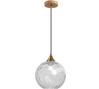 Industrial Chaner Water Glass Pendant Light - Large Sphel Amber Green Ripple Hanging Lamp for Kitchen Island - Smoke Gray & Light Blue Ceiling Fixture (Clear)