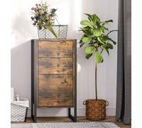 Industrial Chest Drawers 3 Drawer Storage Cabinet Rustic Brown Steel Frame Unit