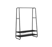 Industrial Clothes Rack with 2 Shelves, Ebony Black and Matte Black / 100W cm