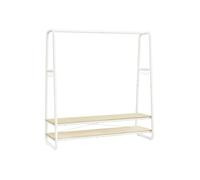 Industrial Clothes Rack with 2 Shelves, Natural Beige + Matte White / 138W cm