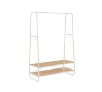 Industrial Clothes Rack with 2 Shelves, Oak + Cream White / 100W cm