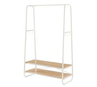 Industrial Clothes Rack with 2 Shelves, Oak + Cream White / 100W cm
