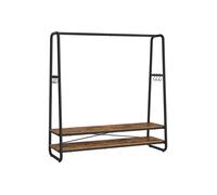 VASAGLE Clothes Rail, Clothes Rack with 2 Shelves, 6 S-Shaped Hooks, Steel Frame, for Bedroom, Rustic Brown and Black RGR119B01