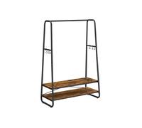 Songmics Vasagle Clothes Rail, Heavy Duty 2 Shelf Clothes Rack, 6 S Hooks And Steel Frame, For Bedroom, Industrial, Rustic Brown And Black
