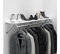 Industrial Clothes Rack with Top Shelf Stainless Steel Multi-Purpose Hanr Space-Saving Sto for Bedroom Modern Metal Garment Stand