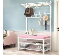 Industrial Coat Rack Shoe Bench - Large Hat & Coat Stand with Storage Shelf Pipe Style Entryway Furniture Easy Assembly for Small Spaces Stylish Storage Solution