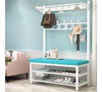 Industrial Coat Rack Shoe Bench - Space-Saving Entryway Storage with Pipe Design Large Hat & Coat Stand Easy Assembly Hall Tree with Shelf for Small Spaces