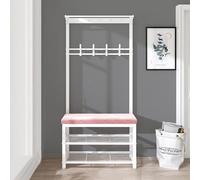 Industrial Coat Rack with Shoe Sto Bench - Freestanding Hall Tree Entryway Unit with Hoo & Shelf Slish nizer for Hallway & Entrance