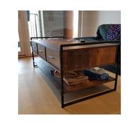Industrial Coffee Table Large Rustic Furniture Vintage Storage Drawer Metal Unit
