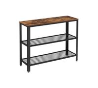 VASAGLE Console Table, Side Table, Sideboard, with 2 Lattice Shelves, for Living Room, Hallway, 101.6 x 35 x 80 cm, Steel Frame, Industrial Style, Rustic Brown and Black LNT81BX