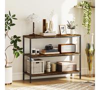 HOMCOM Industrial Console Table with 3-Tier Storage Shelves Rustic Brown