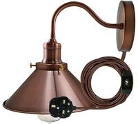 Industrial Copper Wall Sconce with Plug in Wall Lights for Bedroom - Wall Light Plug in Wall Lamp with dimmer Switch and Cable - Wall Lighting Fixtures (Copper + Bulb)