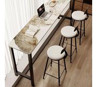 Industrial Counter Height Bar Table - 160cm Tall Narrow Design for Kitchen Dining Cafes Reurants & Balconies - Slish White h No Stools Included
