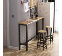 Industrial Counter Height Bar Table High Top Pub Table for Kitchen Balcony Living Room Bistro & Restaurant Natural Finish 180x30x100cm